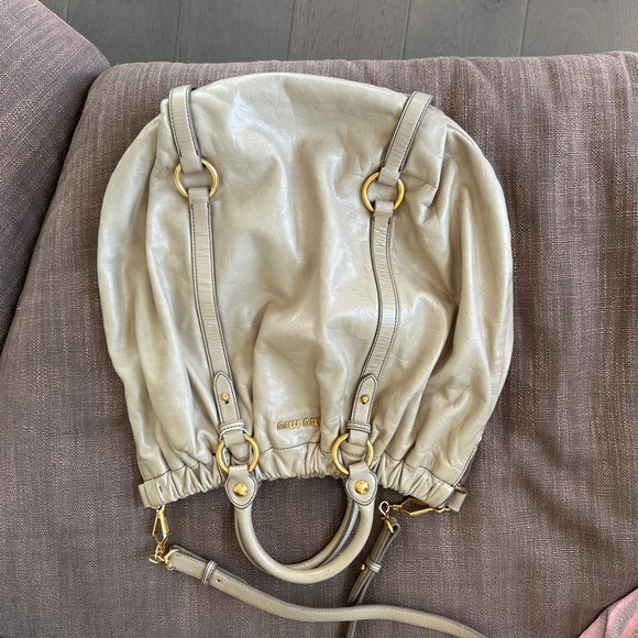 Miu Miu Cream and Gold Leather Bag